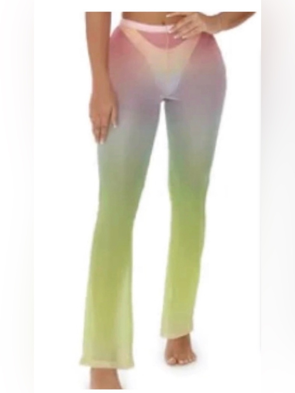 Women's Ombre Mesh Swim Coverup Pants - Pastel Green